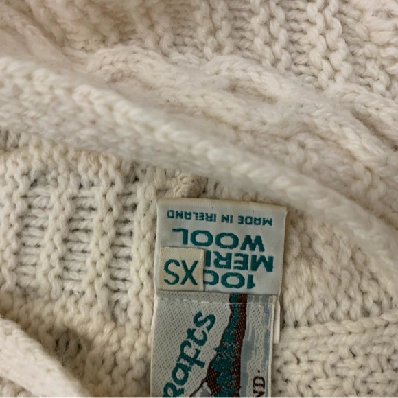 Vintage aran crafts cable knit chunky fishermen cream sweater merino wool - Picture 3 of 4